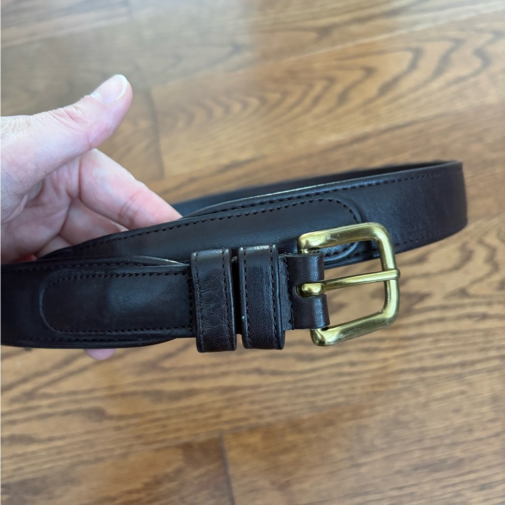 Coach Coffee/ Deep Brown Genuine Leather Belt 36” Gold Buckle